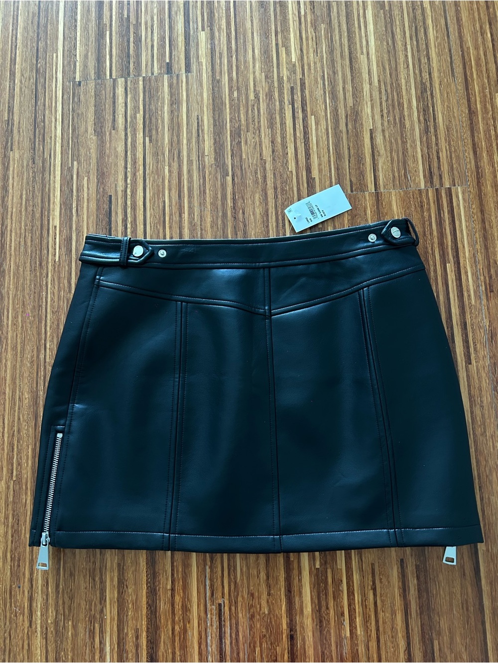 NWT Naked Wardrobe Leather Zip-Front Mini Skirt - Picture 4 of 4